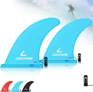 LEDONNE Fin 9" Surf & SUP Center Fins 2 Pcs (USD 4.99/1 Pcs) with 1 Extra Pin No-Tool Installation-9 Fin for Longboard Surfboard & Paddle Board Fin Lowest Price in The Market