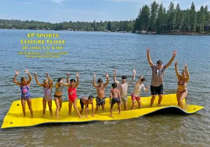 Leisure Float Foam Water Mat - Super Buoyant - Triple Layered - Mesh Reinforced, Blue, Yellow, 20 ft by 6 ft