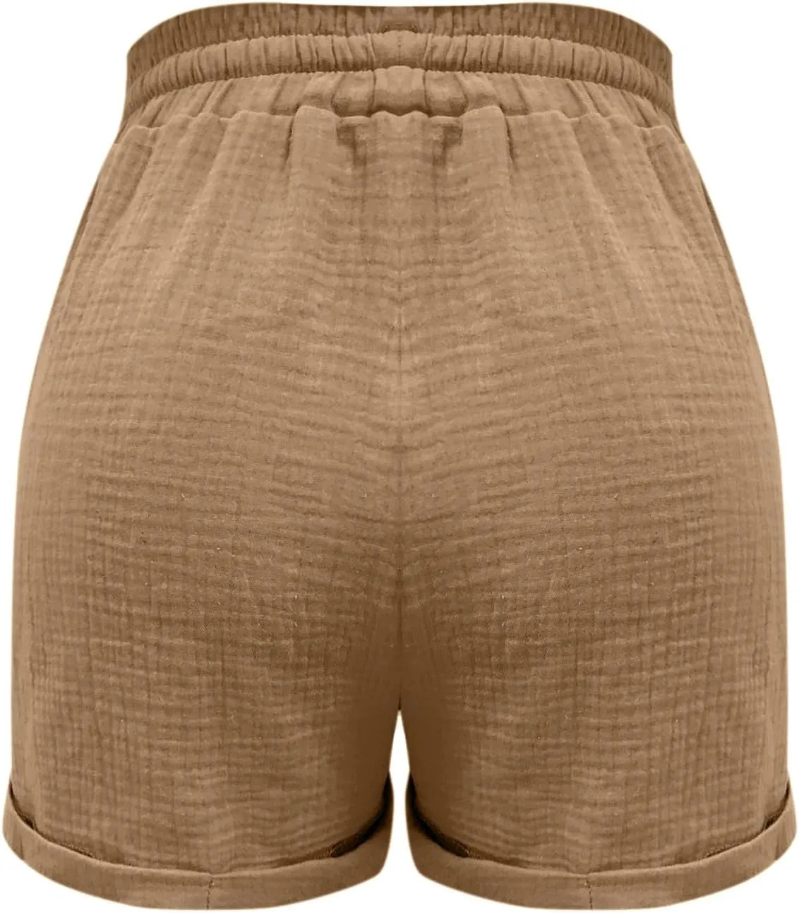 Linen Shorts for Women Drawstring High Waisted Plus Size Shorts Summer Vacation Loose Beach Pants with Pockets