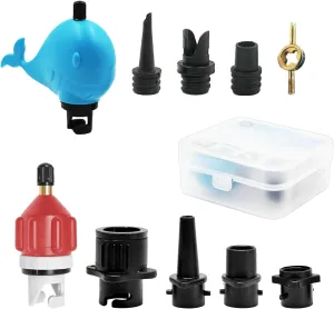 MDEOOSKY Inflatable Kayak Pump Adaptor Kayak Air Valve Pump Adaptor Paddle Board SUP Valve Adapter for SUP Inflatable Car Air Compressor Valve Adapter with 9 Air Valve Nozzles