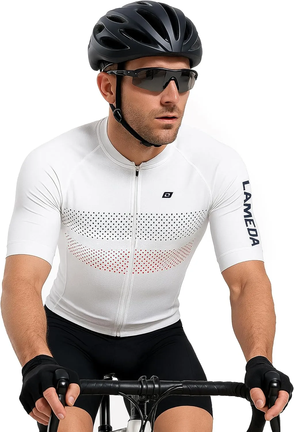 Men's Cycling Jersey Breathable Lightweight Short Sleeve Elastic Pro Road Bike Shirt Full Zip