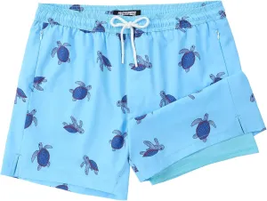 Mens Swim Trunks with Compression Liner 5 Inch Inseam Swimming Trunks Shorts for Men Bathing Suit