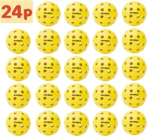Navona 24 Pack Premium 40-Holes Yellow Outdoor Pickleball Balls, Meet USAPA Official Requirement, Perfectly Balanced, High Bounce True Flight, Durable Outdoor Pickleball Set
