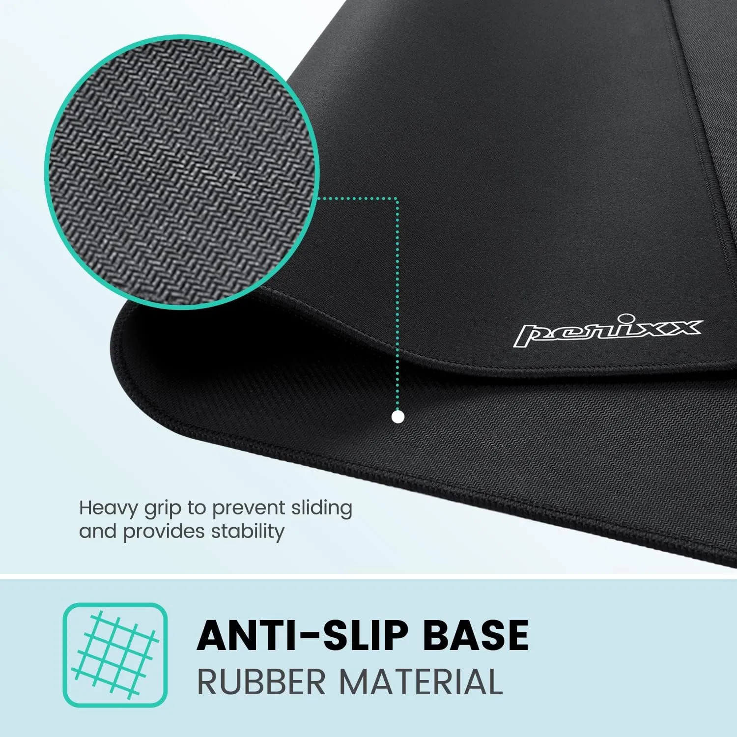 Perixx DX-1000M Waterproof Gaming Mouse Pad with Stitched Edge - Non-Slip Rubber Base Design for Laptop or Desktop Computer - M Size 9.84x8.27x0.08 Inches