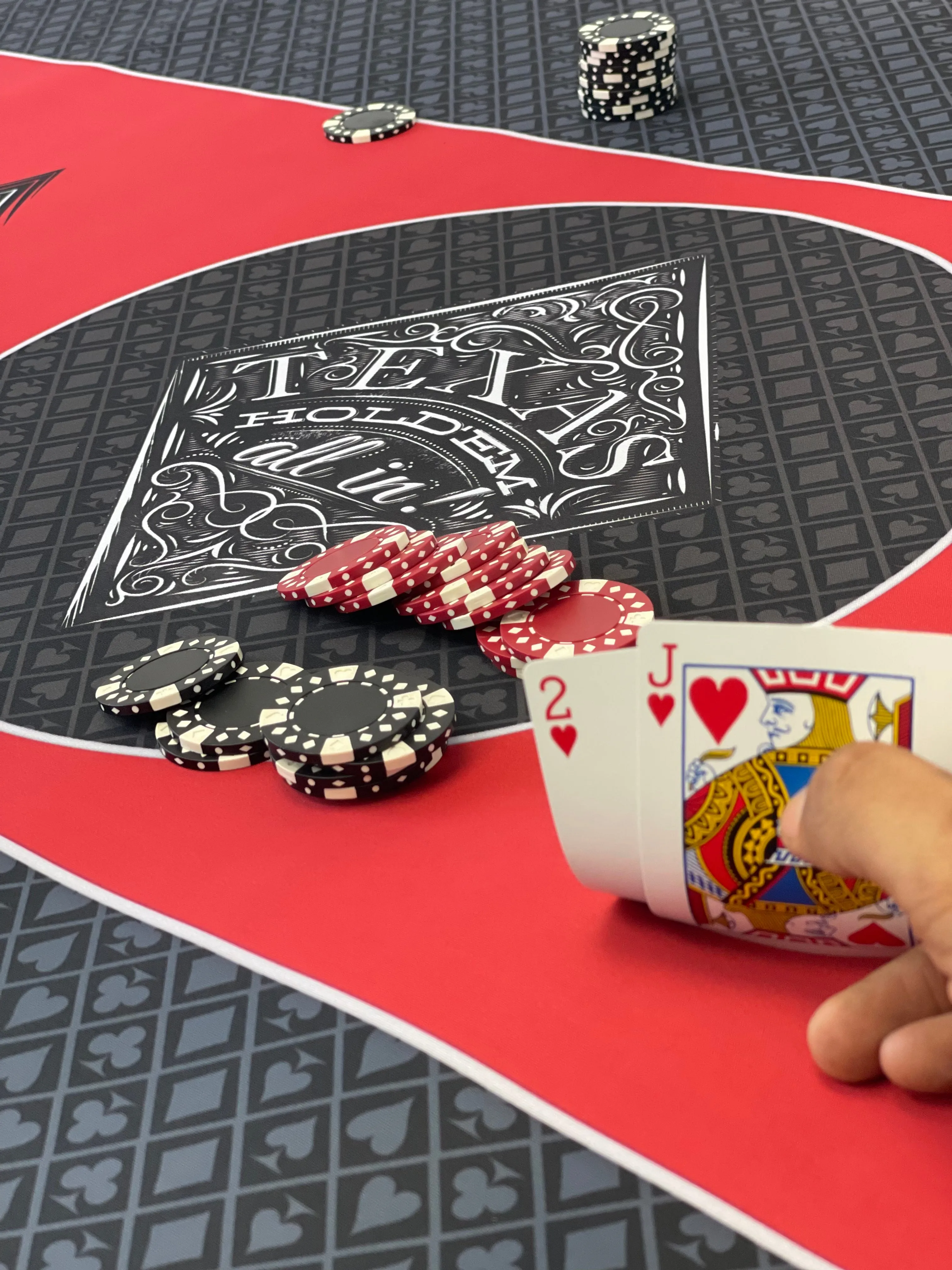 Poker Table Top Pad – for Texas Holdem Casino Style – 48” X 48” Round – Portable Rolling Rubber Folding Mat – Professional 3 Layers-Includes Carry Bag, 48 Black