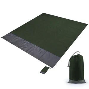 Polyester Waterproof Plaid Cloth Pocket Picnic Mat Outdoor Camping Beach Mat, Size: 2.1 x 2m(Dark Green   Dark Gray)