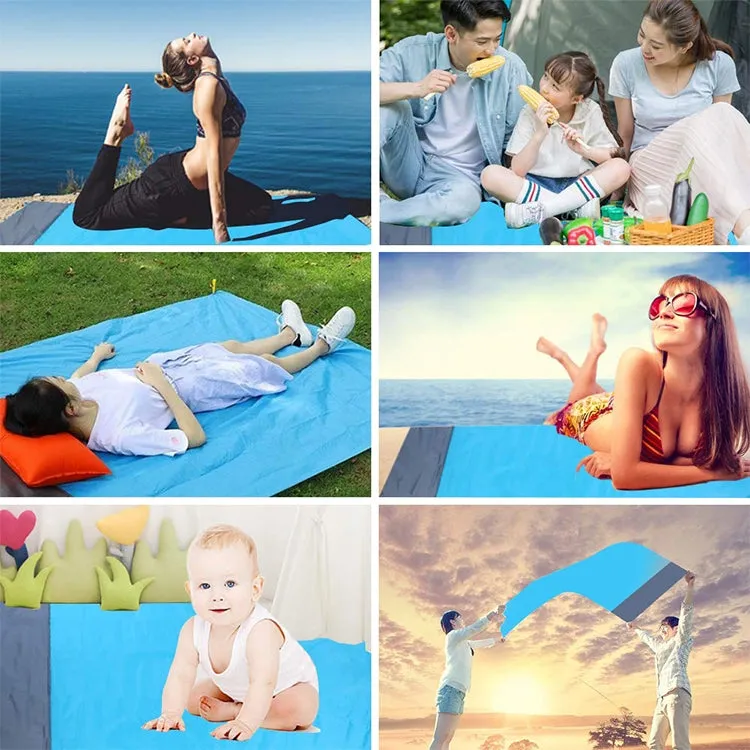 Polyester Waterproof Plaid Cloth Pocket Picnic Mat Outdoor Camping Beach Mat, Size: 2.1 x 2m(Dark Green   Dark Gray)
