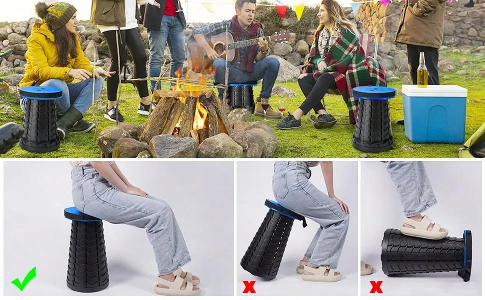 Portable Telescoping Stool Upgraded Folding Stool Camping Stool Collapsible Portable Stool Lightweight Yet More Sturdy Adjustable Retractable Stool For Camping Fishing Hiking BBQ Gardening Parties Travel Indoor & Outdoor Activities