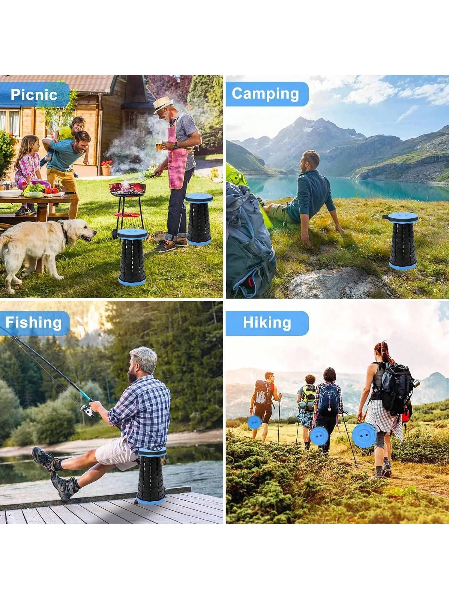 Portable Telescoping Stool Upgraded Folding Stool Camping Stool Collapsible Portable Stool Lightweight Yet More Sturdy Adjustable Retractable Stool For Camping Fishing Hiking BBQ Gardening Parties Travel Indoor & Outdoor Activities