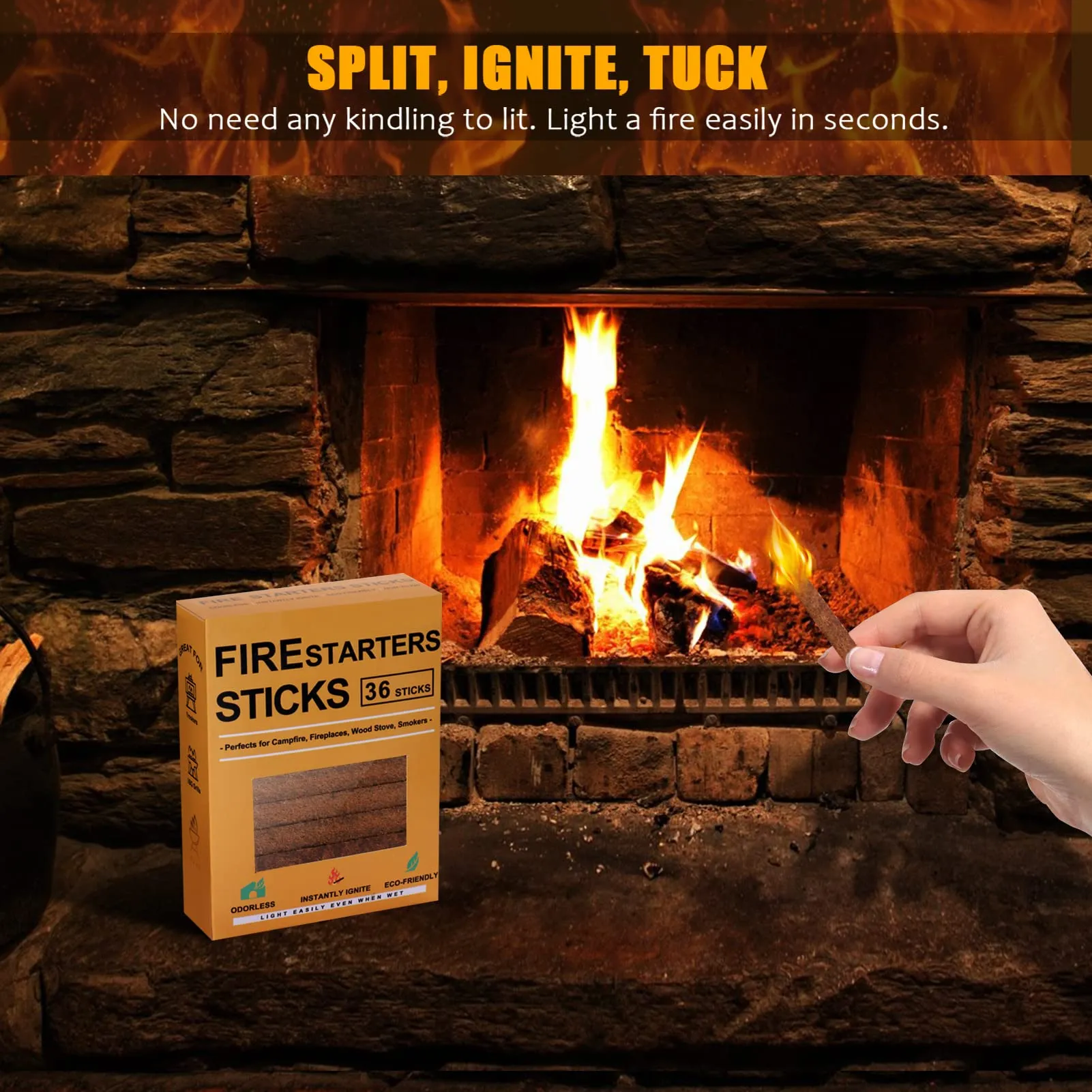 Realcook Natural Fire Starter Cubes: Upgraded 36 Firestarters Kindling