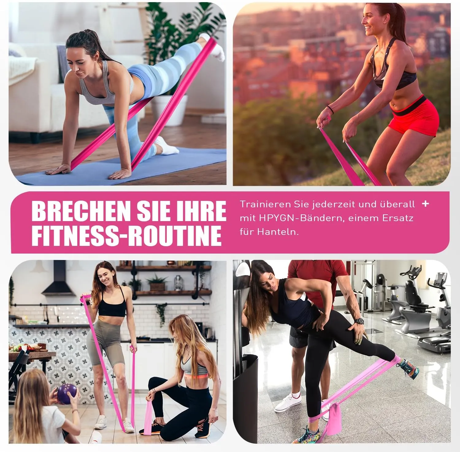 Resistance Bands, Exercise Bands, Physical Therapy Bands for Strength Training, Yoga, Pilates, Stretch Elastic Band with Different Strengths, Workout Bands for Home Gym
