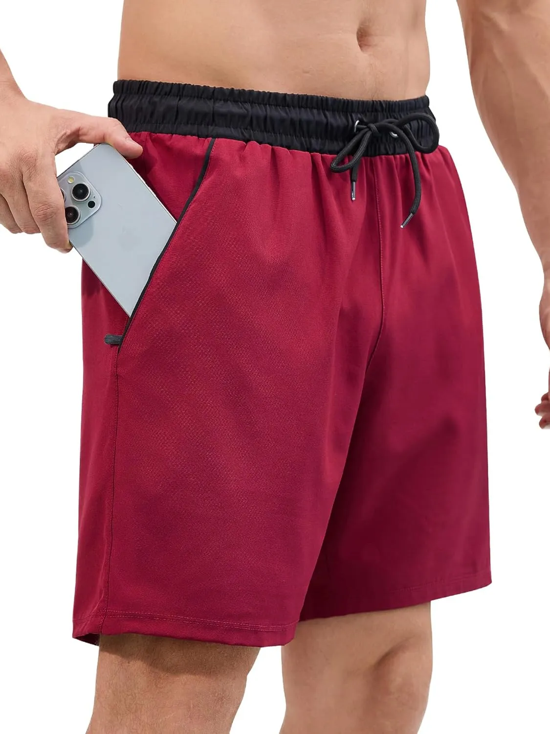 SILKWORLD Quick Dry Mens Swim Trunks with Compression Liner 7" Mens Bathing Suits with Zip Pockets