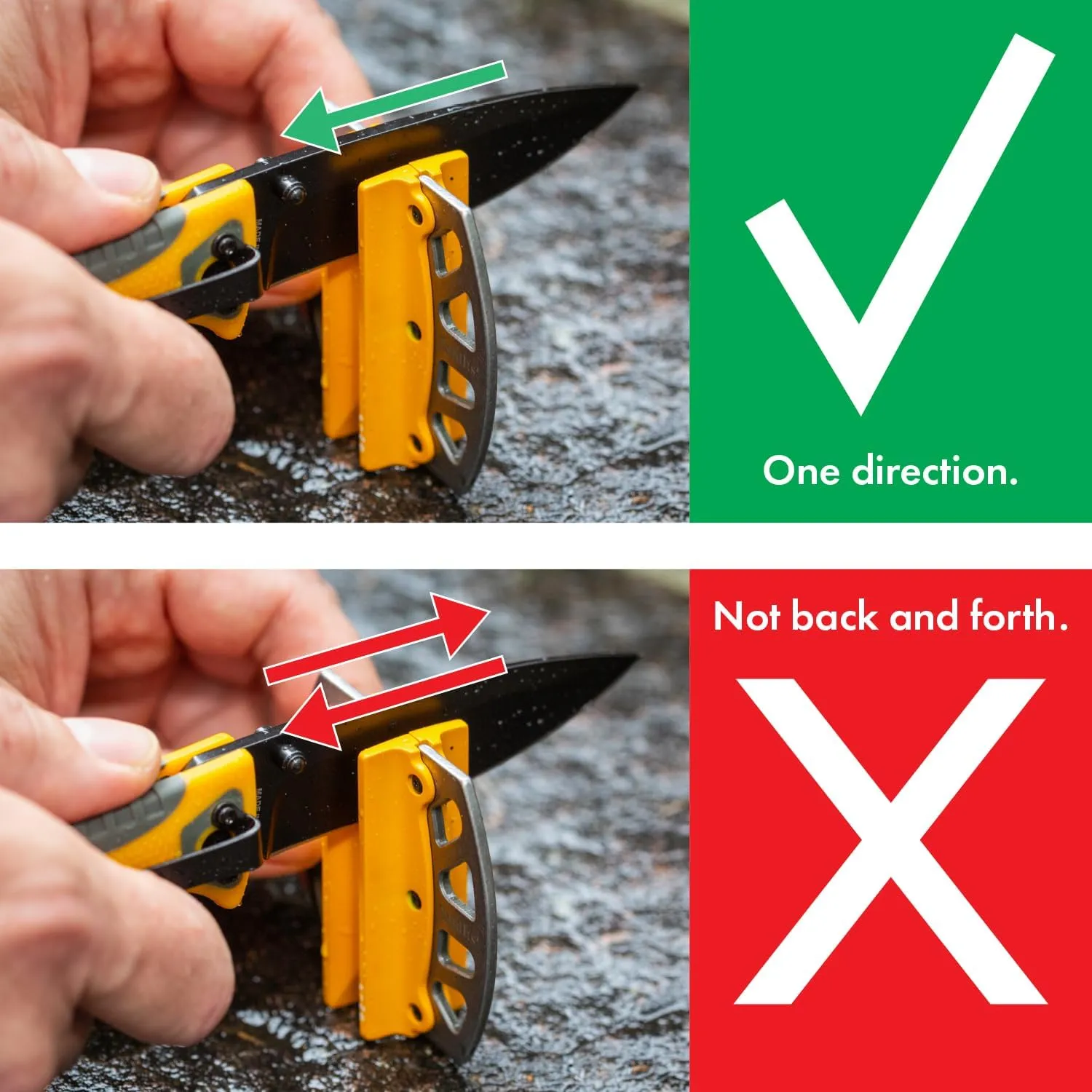 Smiths 51176 Stainless Steel 2-Step Knife Sharpener | Yellow | Preset Coarse & Fine Slots | Outdoor Handheld Knife Sharpener | Fishing, Hunting, Filet, Pocket Knives | Portable Compact Keychain Tool