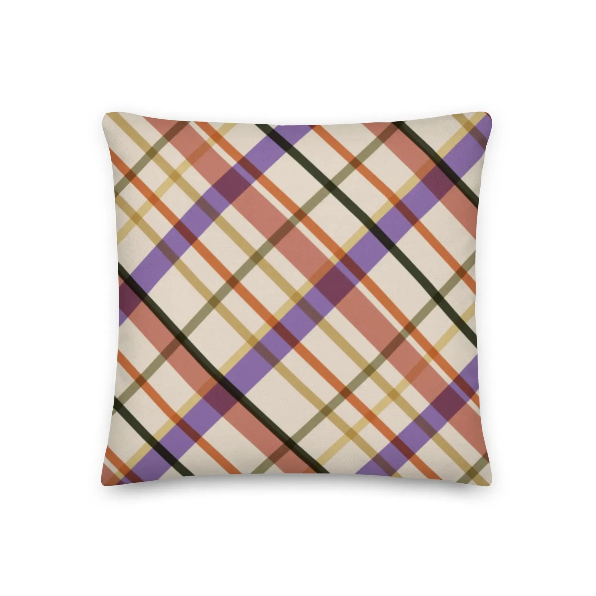 Sunset Plaid Premium Throw Pillow