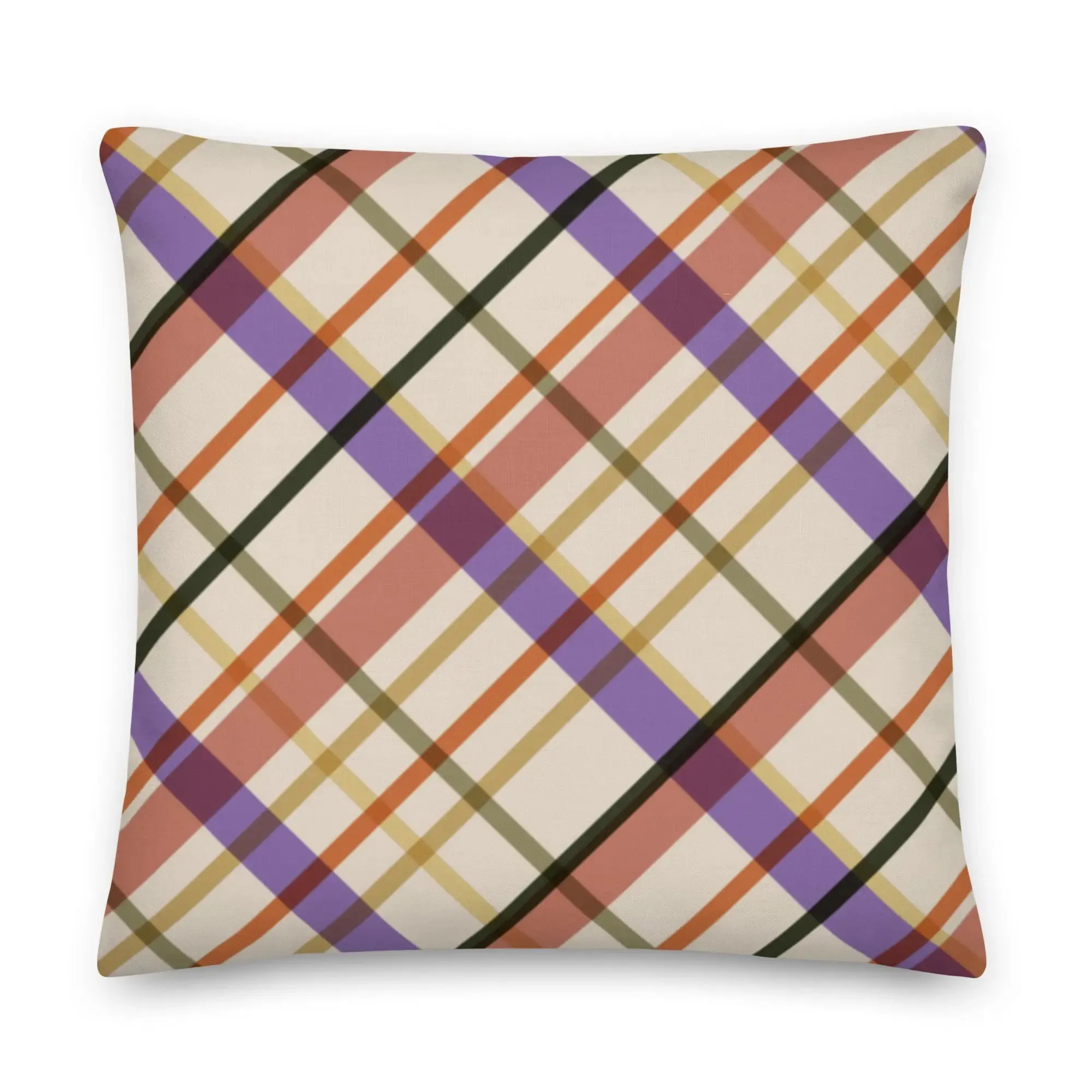 Sunset Plaid Premium Throw Pillow