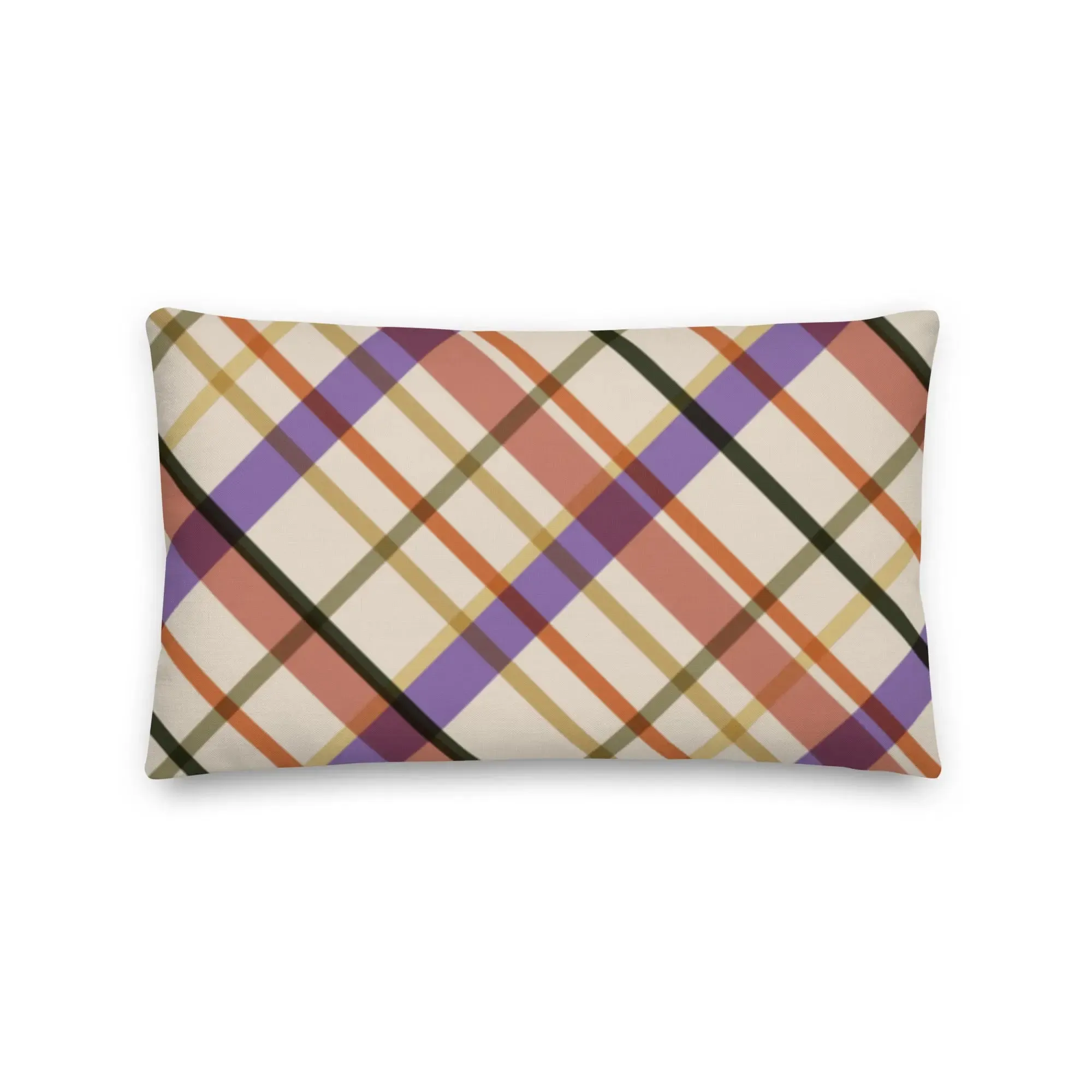 Sunset Plaid Premium Throw Pillow