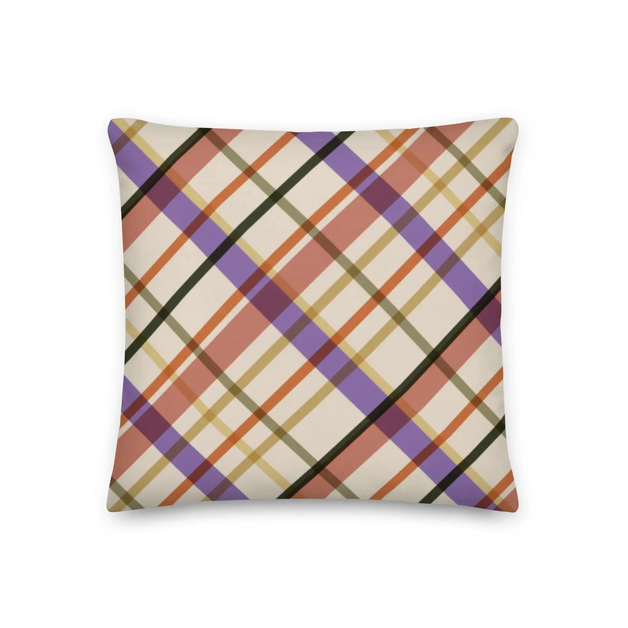 Sunset Plaid Premium Throw Pillow