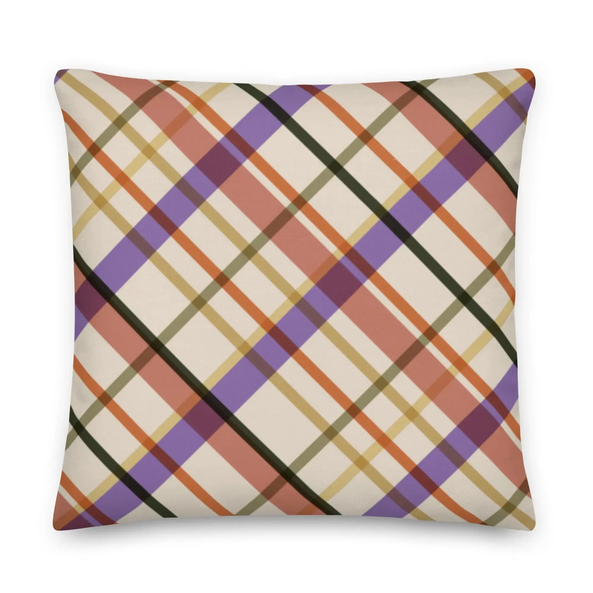 Sunset Plaid Premium Throw Pillow