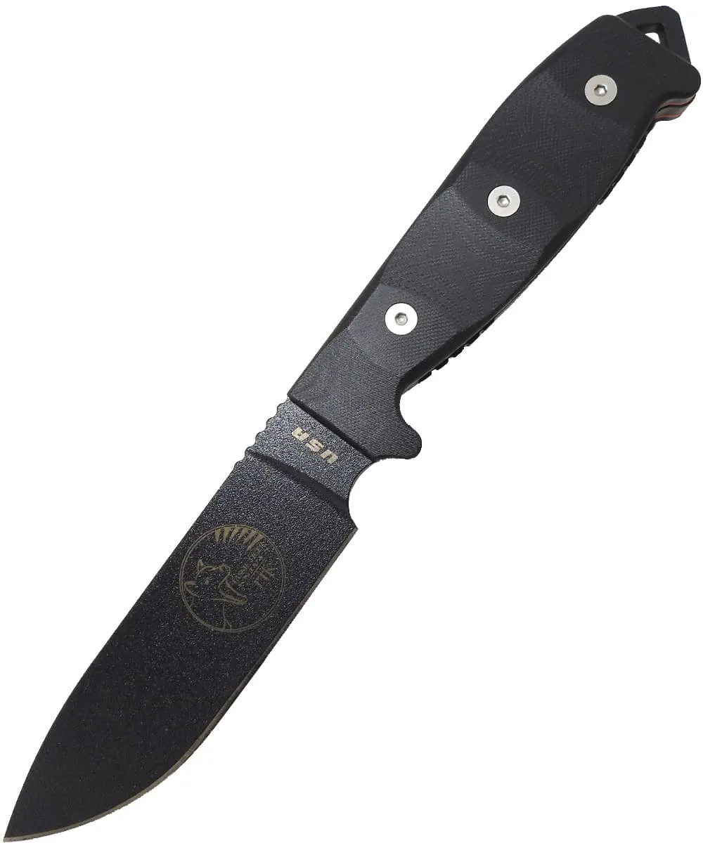 TASSIE TIGER KNIVES Fixed Blade Survival Knife, Micrata Handle & orange G10 Inlays   Sheath