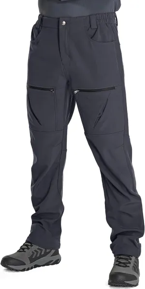 Toomett Mens Winter Hiking Snow Pants Waterproof Insulated Fleece Lined for Skiing Camping Outdoor Softshell Snowboard Pants