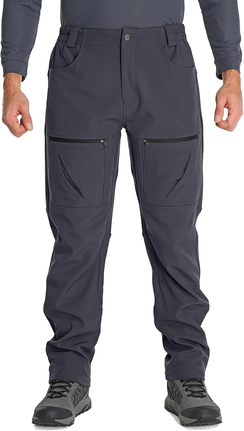 Toomett Mens Winter Hiking Snow Pants Waterproof Insulated Fleece Lined for Skiing Camping Outdoor Softshell Snowboard Pants