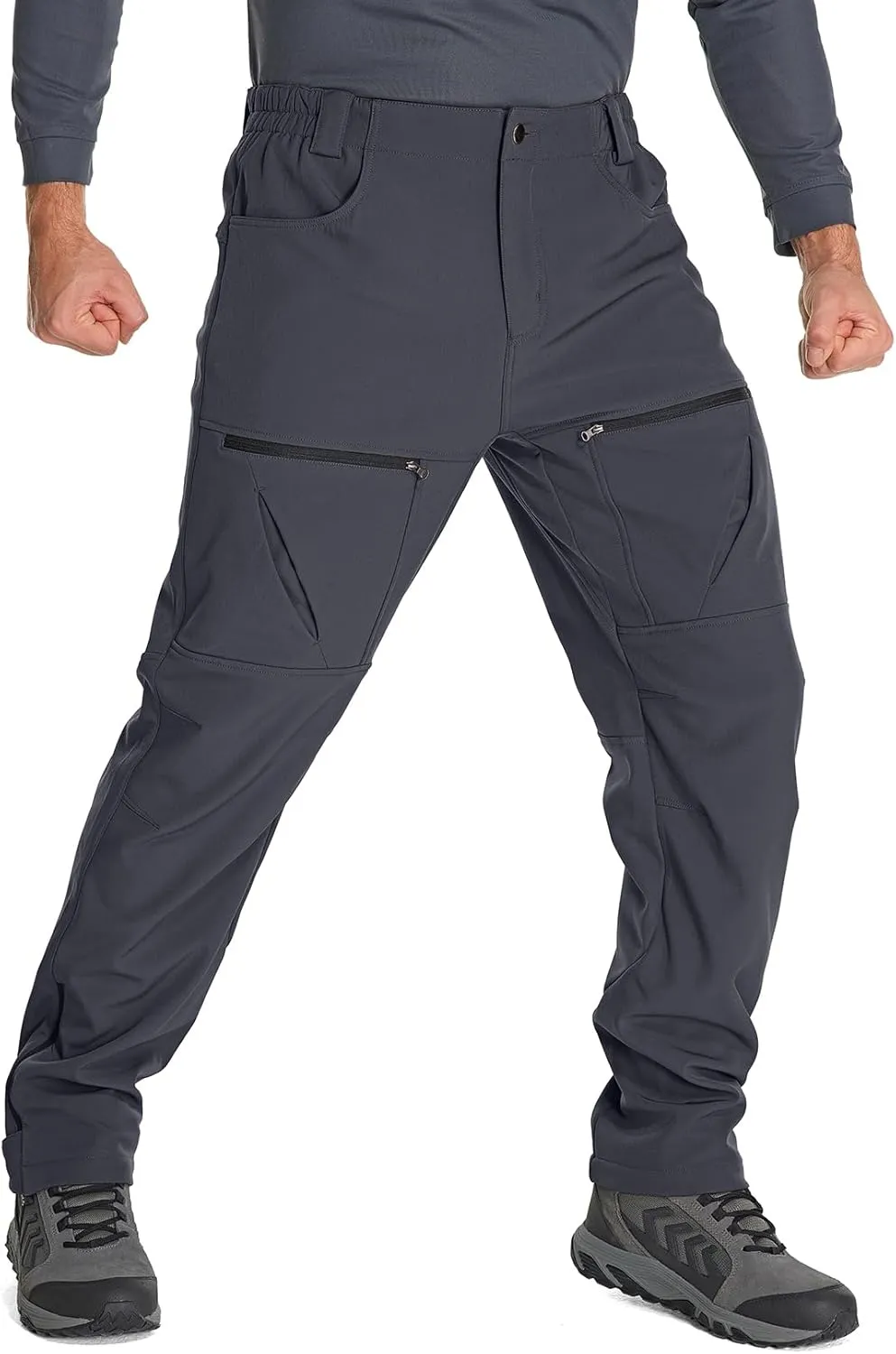 Toomett Mens Winter Hiking Snow Pants Waterproof Insulated Fleece Lined for Skiing Camping Outdoor Softshell Snowboard Pants