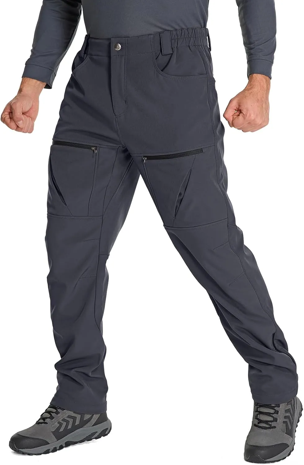 Toomett Mens Winter Hiking Snow Pants Waterproof Insulated Fleece Lined for Skiing Camping Outdoor Softshell Snowboard Pants