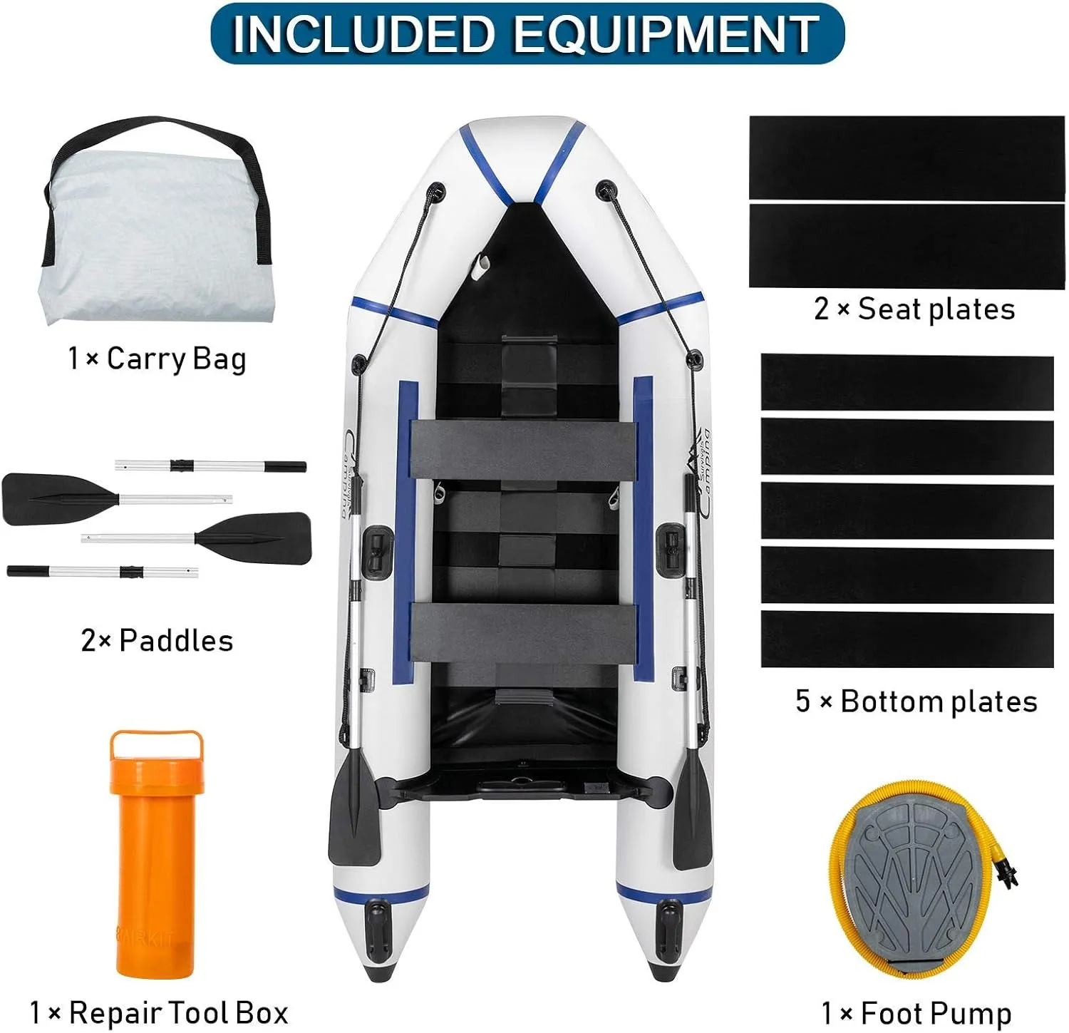 VERYKE 10FT Inflatable Boat,Inflatable Raft Sport Tender Dinghy,Rescue Diving Boat,350 lbs Weight Capacity