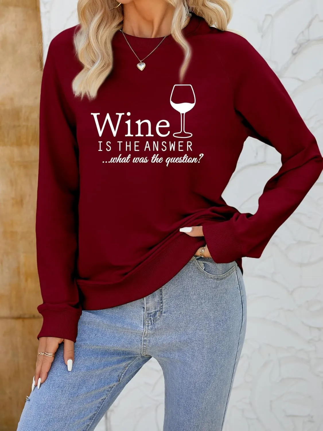 Women Wine Is The Answer What Was The Question??Wine Glass Pattern raglan sleeve Sweatshirt