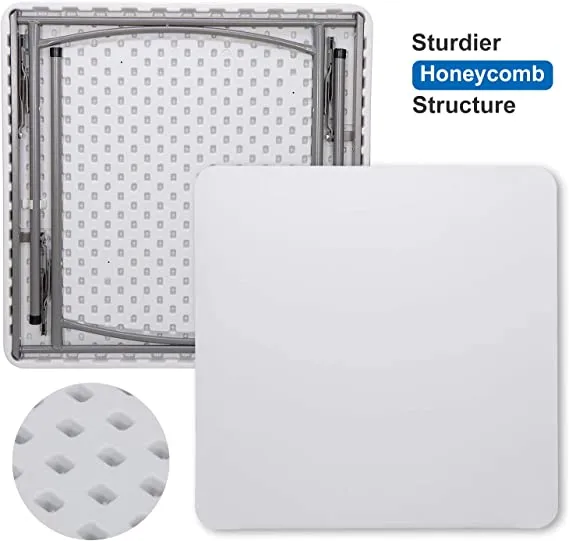 ZENY™ 3 Foot Square Folding Card Table, Indoor Outdoor Portable Plastic Kitchen or Camping Picnic Party Wedding Event Table, White