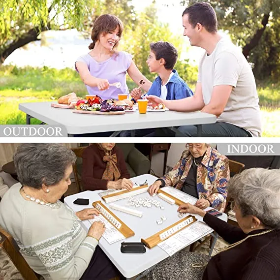 ZENY™ 3 Foot Square Folding Card Table, Indoor Outdoor Portable Plastic Kitchen or Camping Picnic Party Wedding Event Table, White
