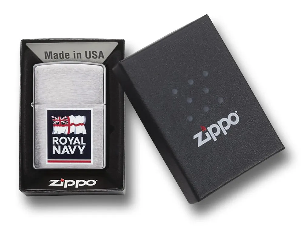 ZIPPO LIGHTER ROYAL NAVY BRUSHED LOGO