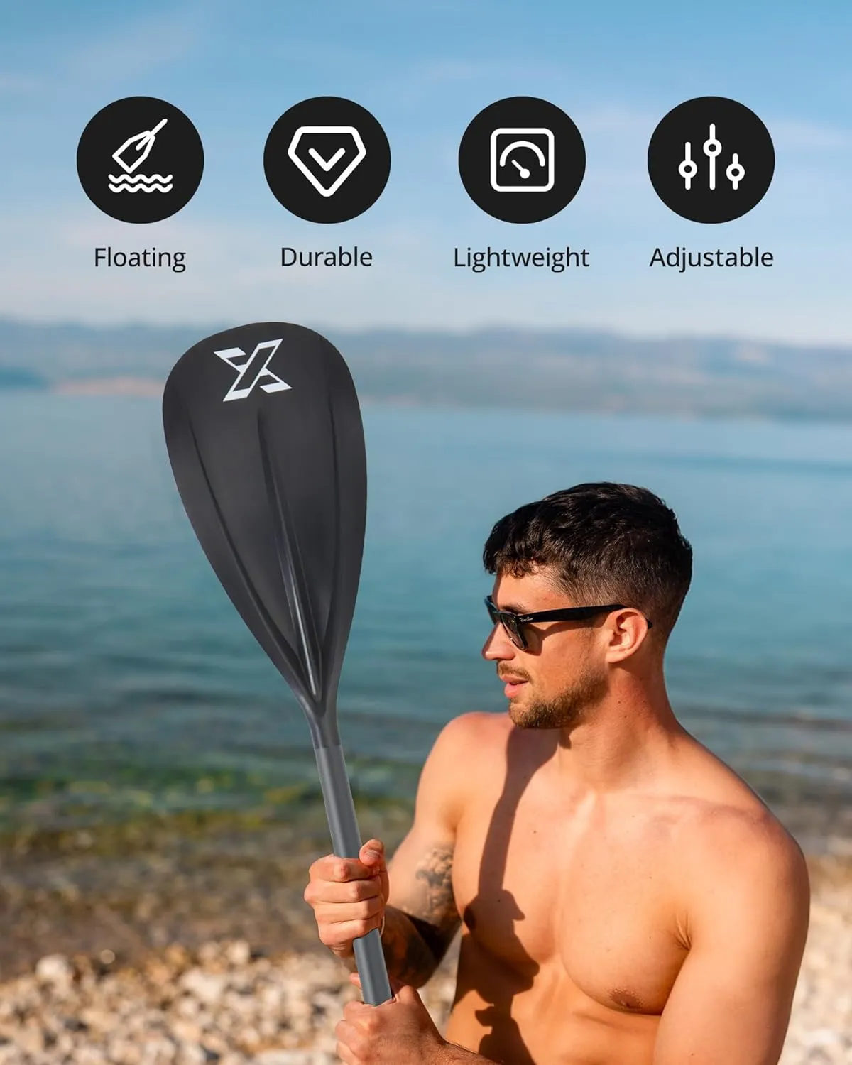 ZLX Paddle Board Paddle, 3 or 4 Piece Adjustable SUP Paddle, Detachable Floating Kayak Paddles, Lightweight Oar with Premium Durable Fiber Blade, for Paddleboard, Surfing, Water Sports Enjoyment