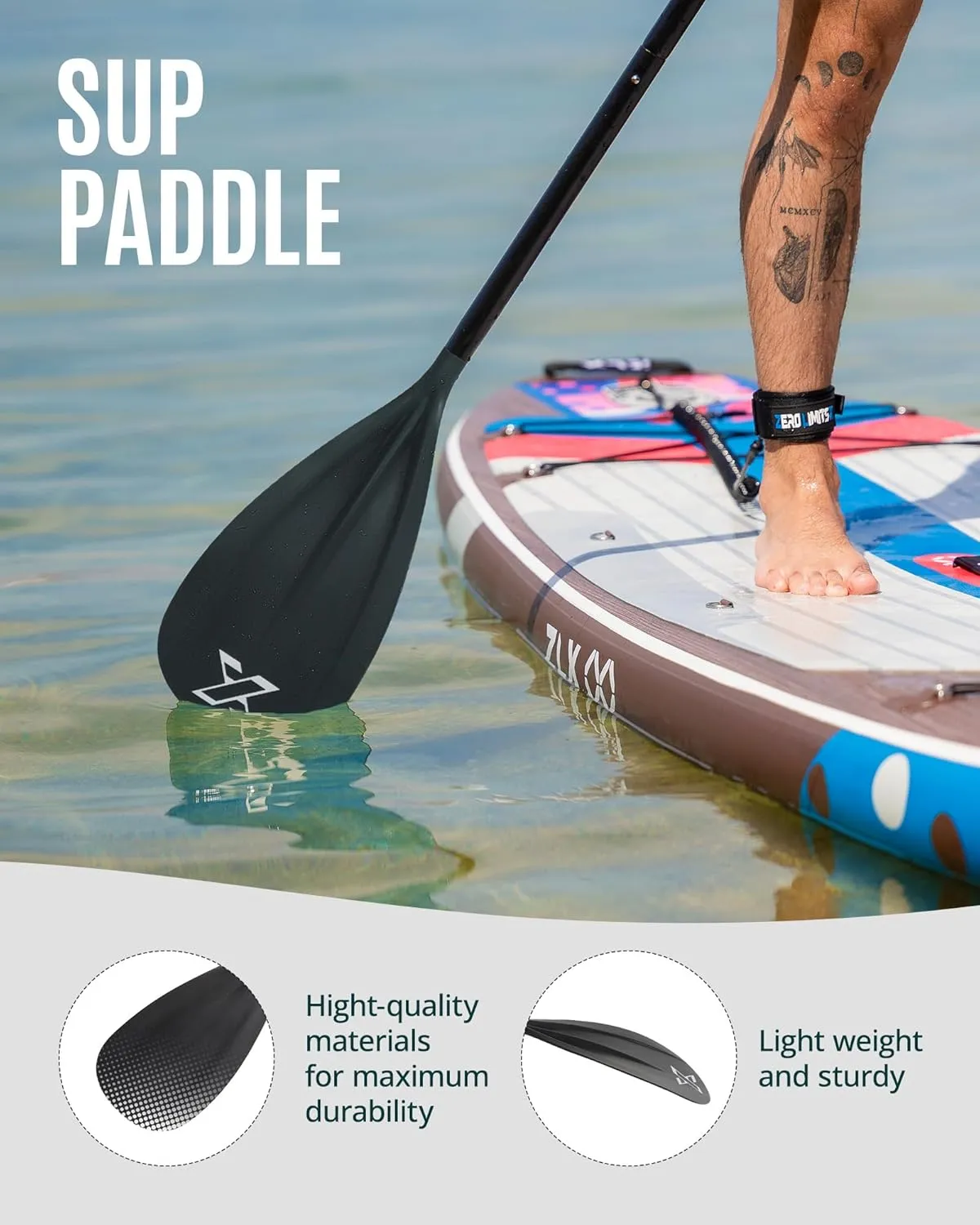 ZLX Paddle Board Paddle, 3 or 4 Piece Adjustable SUP Paddle, Detachable Floating Kayak Paddles, Lightweight Oar with Premium Durable Fiber Blade, for Paddleboard, Surfing, Water Sports Enjoyment